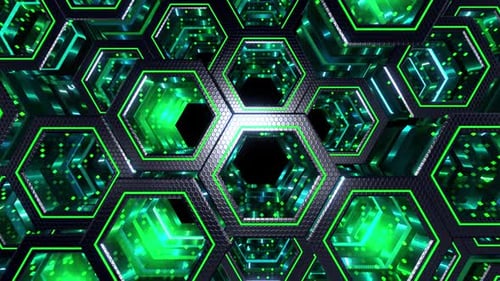 Metallic Green Hexagons
