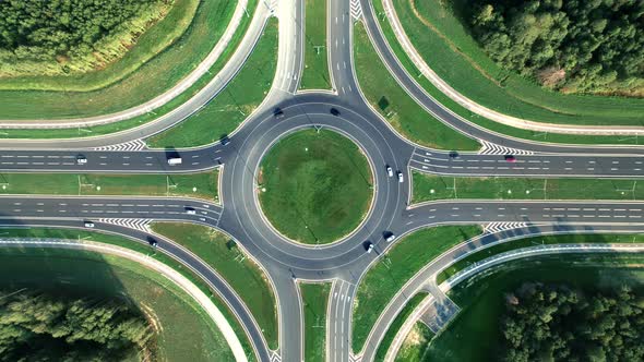 Traffic Roundabout with Movement Transportation Circle Road Crosswalk ...