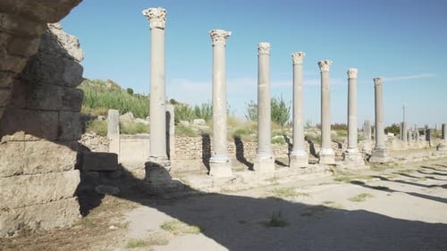Scenic colonnade in Perge (Perga) at Antalya Province, Turkey