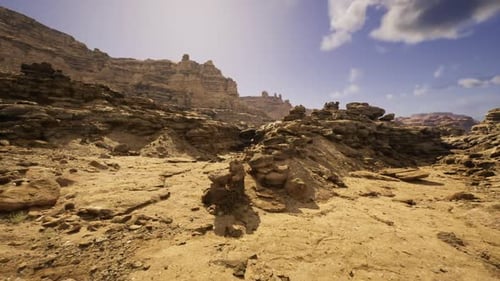 Drone Scenic Overview Aerial Perspective of Rugged Canyon Terrain