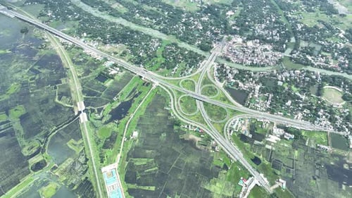Aerial view of Bhanga four circle, Faridpur, Bangladesh.
