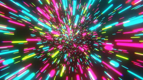 Cyan Pink And Light Green Infinite Hyper Space Neon Tunnel Background Vj Loop I 4K