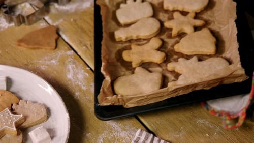 Festive Holiday Cookies on Wooden Table