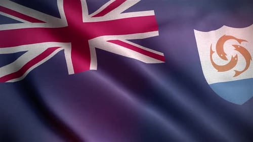 Anguilla National Flag Waving in the Wind Loop