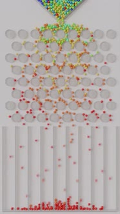 Colorful Probability Simulation with Geometric Falling Balls