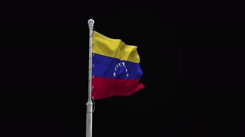 Realistic Venezuelan Flag Waving on Pole