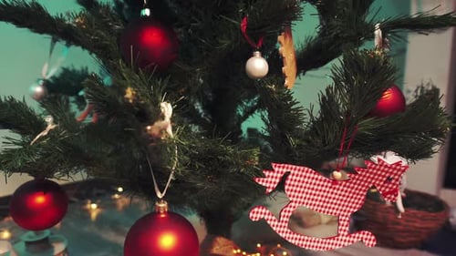 Christmas Tree and Presents Scene Indoors