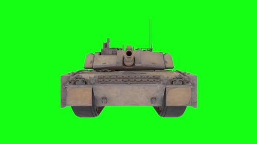 Tanque de batalha militar isolado em fundo de tela verde