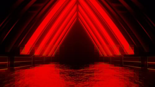 Red And Orange Neon Moving Triangular Arch Tunnel Background Vj Loop In 4K