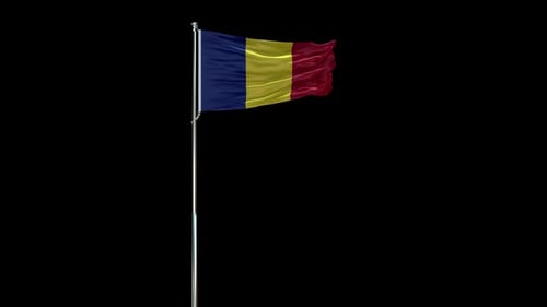 Chad Flag Waving on Flagpole