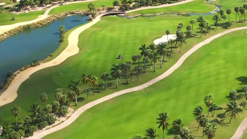 Aerial View of Beautiful and Lush Golf Courses Found in Florida