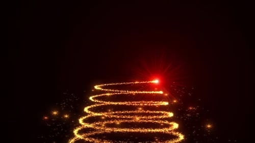 Sparkling Golden Christmas Tree Reveal Animation