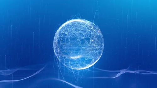 Connexion de visualisation réseau luminescente en forme de globe terrestre numérique futuriste bleu brillant