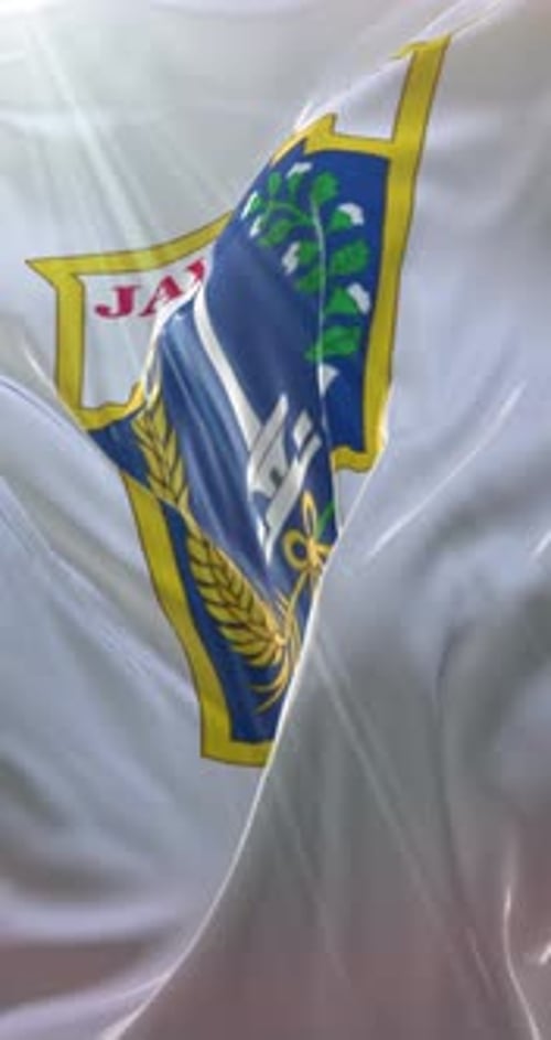 Realistic Jakarta Flag Waving in Vertical Orientation