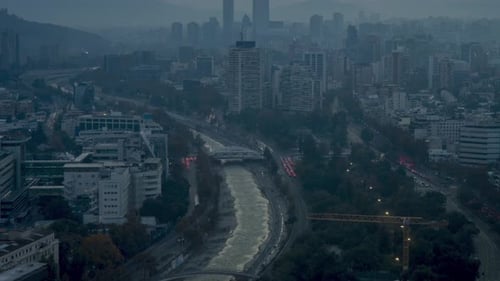 Santiago de Chile Skyline night to morning providencia