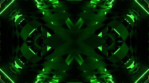 Green And Yellow Infinite Kaleidoscopic Neon Abstraction Background Vj Loop In 4K
