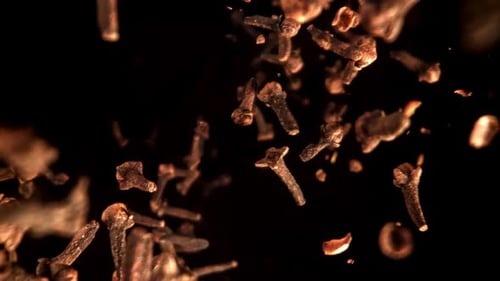 Super Slow Motion Clove Spices Filmed on a Highspeed Camera at 1000 Fps