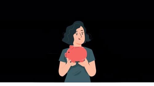 Frauenfigur und Geld sparen mit Piggy Alpha Channel 4K