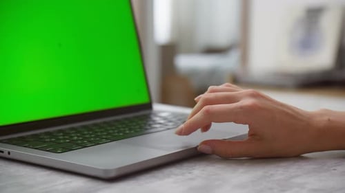 Hand Using a Laptop with Green Screen Chroma Key