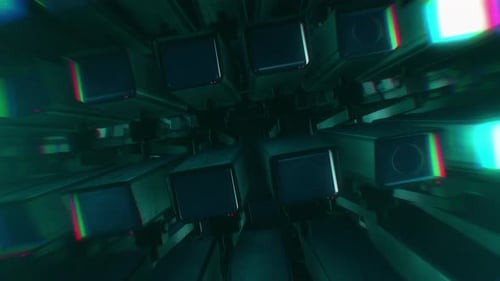 Abstract Glitch Cube Tunnel Logo Reveal