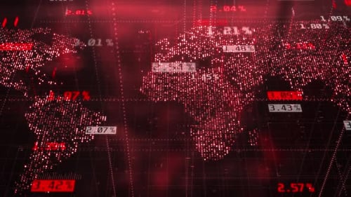 Red Candles of the Bearish Stock Market Chart with Falling Prices of Securities Loss of Exchange