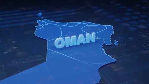 Oman Map Futuristic Digital Background