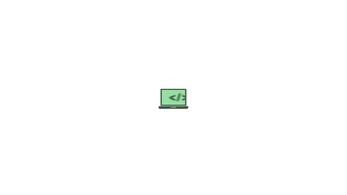 Flat Design Laptop Icon with Animated Coding Symbols