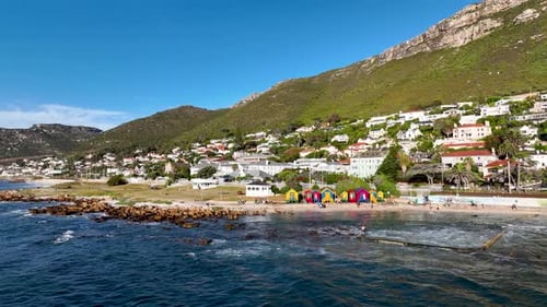 Aerial view of St James tidal pool, Kalk Bay, Cape Town, South Africa.
