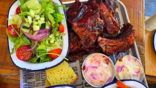 Barbecue Ribs with Sides on a Tray