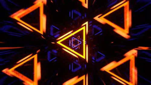 Blue And Orange Dynamic Strobe Triangle Tunnel Background Vj Loop I 4K