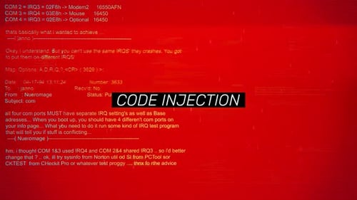Code Injection Text On Hacking Background Screen