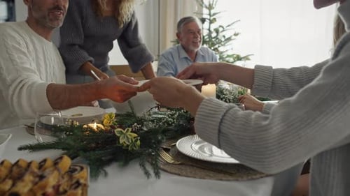 Family Gathering for Christmas Dinner at Home