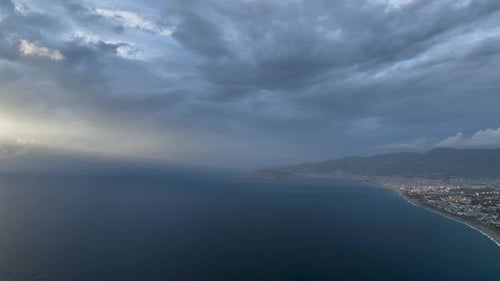 Beautiful Sunset with Colorful Yellow and Blue Cloudy Sky