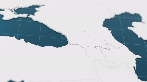 Blue Georgia 3d Map with Pointer Pin Surrounded with Other Countries in White Political Map with