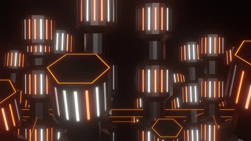 Orange And White Rotating Mechanism Background Vj Loop In 4K