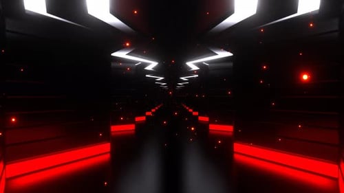 White And Red Beautiful Infinity Futuristic Corridor Background Vj Loop I 4K