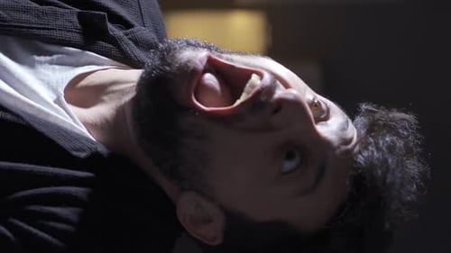 Vertical Video of Mentally ill man with psychological disorders.
