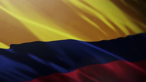 Waving Colombia Flag With Natural Fabric Movement