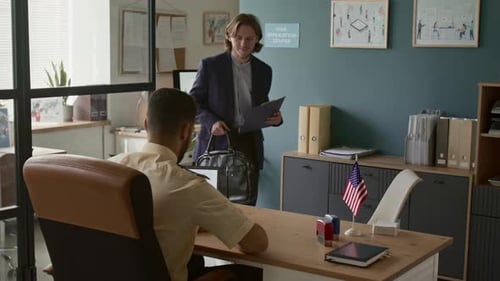 Visa Application Interview at Office in Daytime