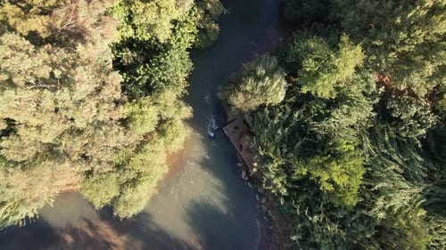 Vídeo aéreo sobre el río Yarkon a su paso por la ciudad de Rosh HaAyin