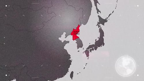 Digital World Map Zoom and North Korea Highlight