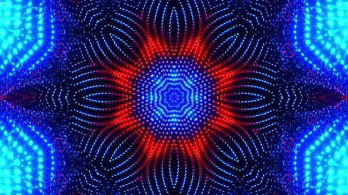 Rotes und blaues abstraktes Muster. Kaleidoskop VJ Loop