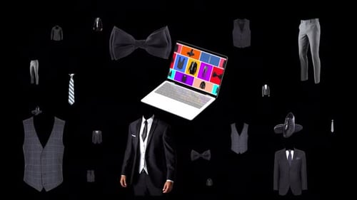 Bewegende Animation von Anzügen. Transparenter Hintergrund und Loop-Video.