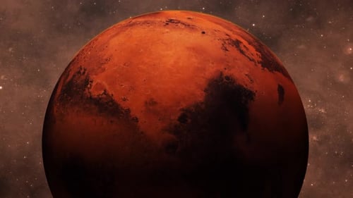 Rotating Red Planet Mars in Deep Space