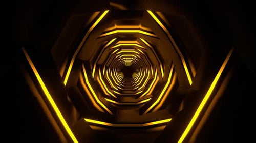 Orange Pulsing Neon Dark Tunnel Background Vj Loop In 4K