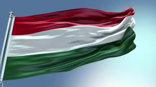Realistic Hungarian National Flag Waving in Slow Motion
