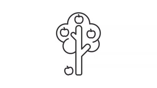 Animated tree with ripe apples line icon