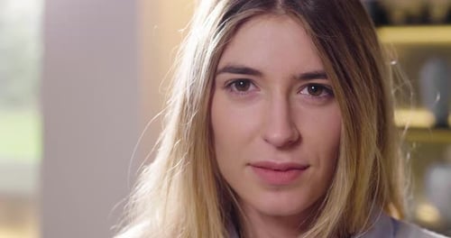 Woman Smiling in Natural Light Close-Up Portrait