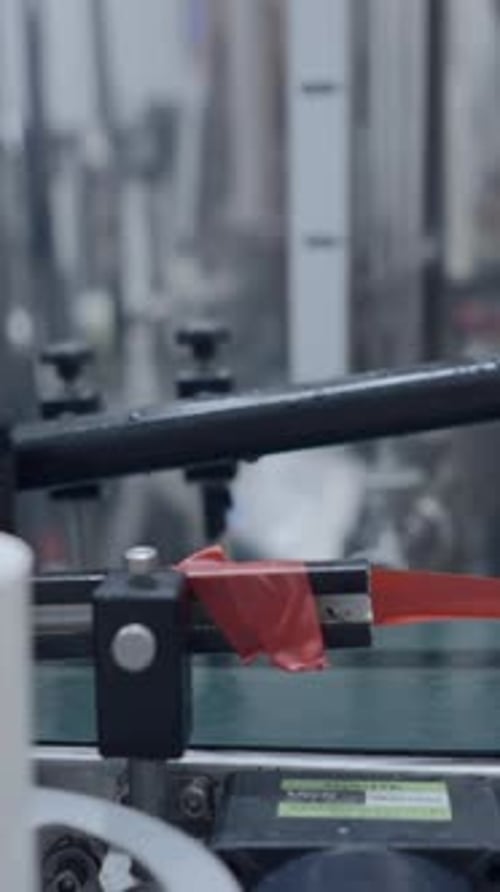 Close Up Of Beer Cans At Conveyor In The Factory