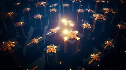 Elegant 3D Animated Gift Boxes with Gold Ribbons